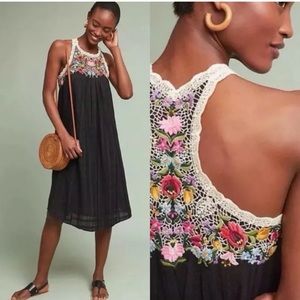 Anthropologie Akemi + Kin Embroidered Dress Black XS